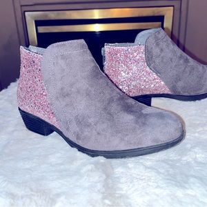 PIERRE DUMAS Kenzie Suede & Glitter Kids Boots